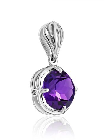 Classy Silver Pendant With Amethyst And Crystals, image , picture 4