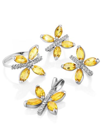 Lustrous Silver Citrine Butterfly Earrings, image , picture 4