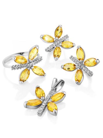 Silver Citrine Butterfly Ring, Ring Size: 6 / 16.5, image , picture 5