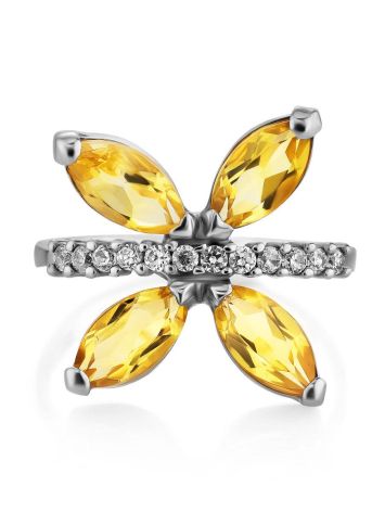 Silver Citrine Butterfly Ring, Ring Size: 6 / 16.5, image , picture 4