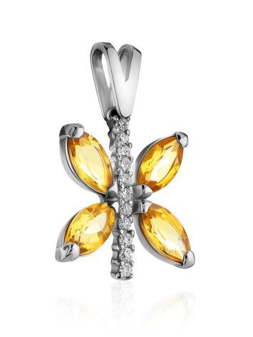 Chic Silver Citrine Butterfly Pendant, image , picture 3