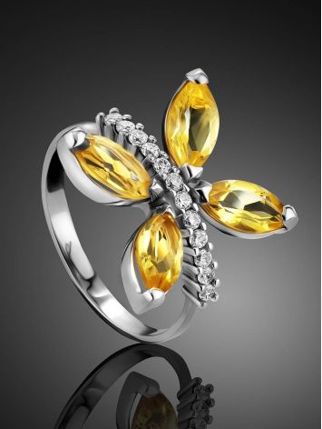 Silver Citrine Butterfly Ring, Ring Size: 6 / 16.5, image , picture 2