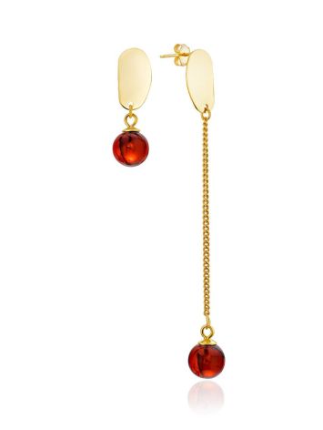 Mismatched Gold-Plated Silver Earrings With Natural Amber The Palazzo, image 