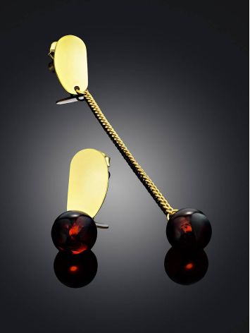 Mismatched Gold-Plated Silver Earrings With Natural Amber The Palazzo, image , picture 2