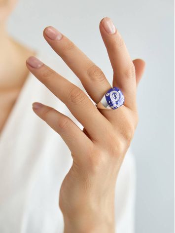 Fabulous Purple Enamel Signet Ring, Ring Size: 8 / 18, image , picture 3