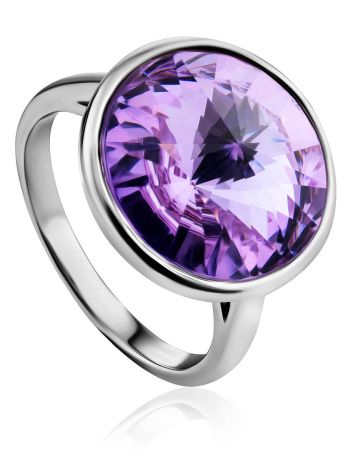 Stylish Silver Crystal Ring, Ring Size: 8 / 18, image 