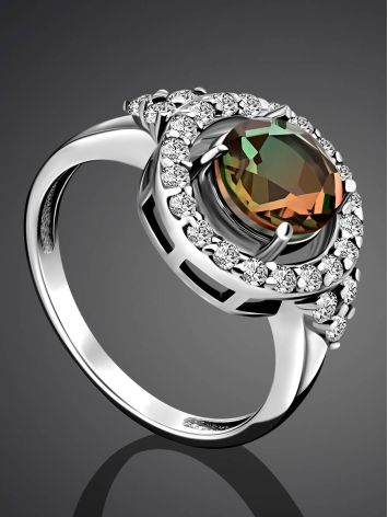 Chic Silver Ring With Chameleon Color Quartz, Ring Size: 7 / 17.5, image , picture 2