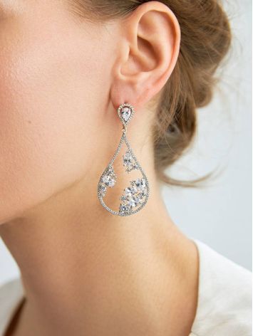 Fabulous Drop Shaped Silver Crystal Dangles, image , picture 3