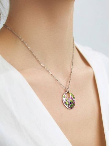Amazing Silver Enamel Pendant With Crystals, image , picture 3