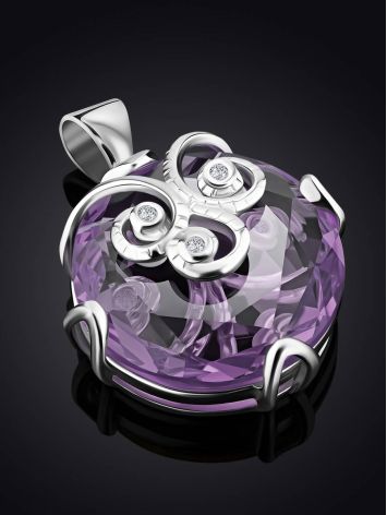 Silver Pendant With Dazzling Violet Crystal, image , picture 2