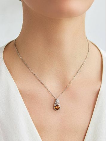 Floral Design Silver Citrine Pendant, image , picture 3