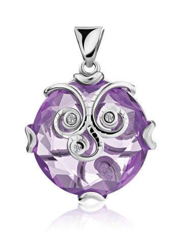 Silver Pendant With Dazzling Violet Crystal, image 