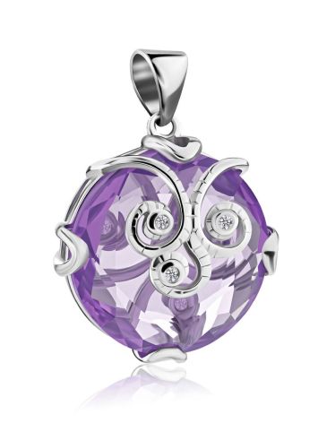 Silver Pendant With Dazzling Violet Crystal, image , picture 3