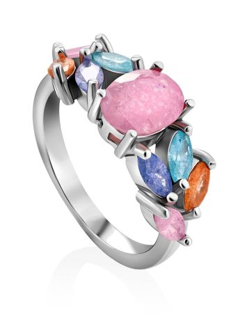 Chic Multicolor Sugar Quartz Ring, Ring Size: 7 / 17.5, image 