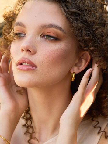 Boho Chic Gold Plated Silver Hoops With Honey Amber The Palazzo, image , picture 6