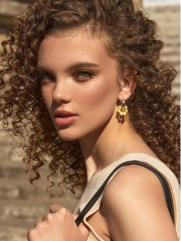 Boho Chic Silver Hoops With Honey Amber The Palazzo, image , picture 5
