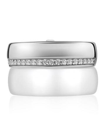 Fashionable Silver Ceramic Band Ring With Crystals, Ring Size: 5.5 / 16, image , picture 4