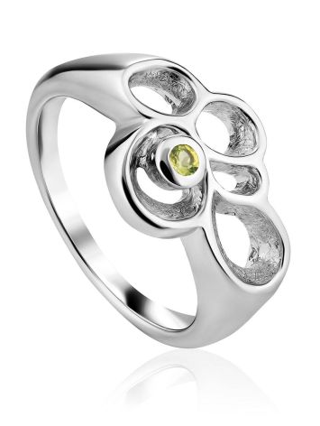 Abstract Design Silver Chrysolite Ring, Ring Size: 7 / 17.5, image 