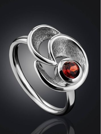 Stylish Silver Garnet Ring, Ring Size: 8.5 / 18.5, image , picture 2