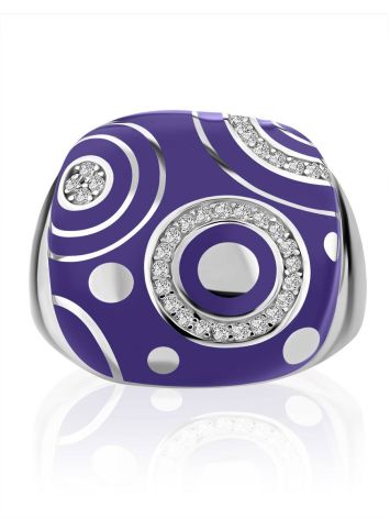 Fabulous Purple Enamel Signet Ring, Ring Size: 8 / 18, image , picture 4