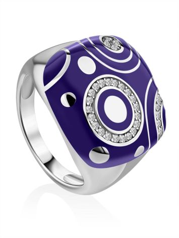 Fabulous Purple Enamel Signet Ring, Ring Size: 8 / 18, image 