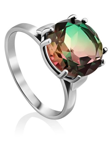 Fabulous Silver Ring With Chameleon Colored Quartz Centerstone, Ring Size: 7 / 17.5, image 