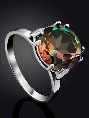 Fabulous Silver Ring With Chameleon Colored Quartz Centerstone, Ring Size: 7 / 17.5, image , picture 2