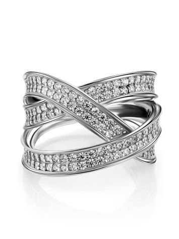 Trendy Silver Crystal Trinity Ring, Ring Size: 8 / 18, image , picture 3