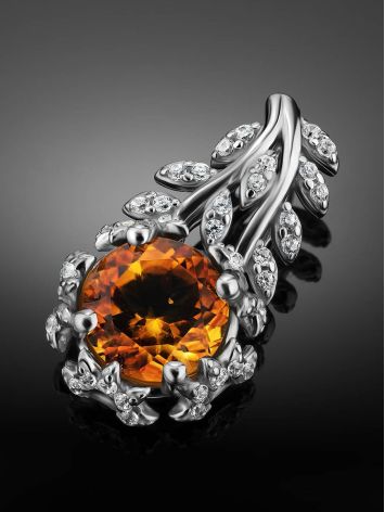 Floral Design Silver Citrine Pendant, image , picture 2