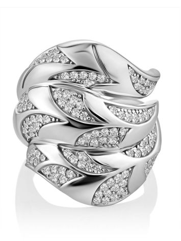Dazzling  Silver Crystal Cocktail Ring, Ring Size: 7 / 17.5, image , picture 4