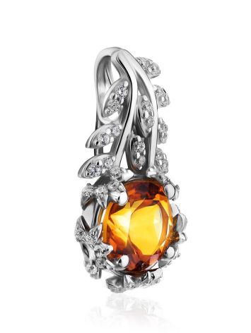 Floral Design Silver Citrine Pendant, image , picture 4