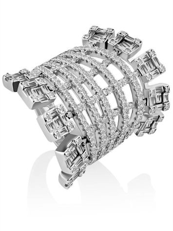 Silver Crystal Statement Ring, Ring Size: 6.5 / 17, image 