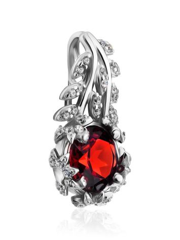 Floral Design Silver Garnet Pendant, image , picture 4