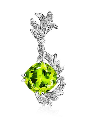 Luminous Silver Pendant With Chrysolite And Crystals, image 