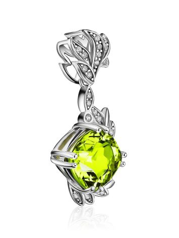 Luminous Silver Pendant With Chrysolite And Crystals, image , picture 4