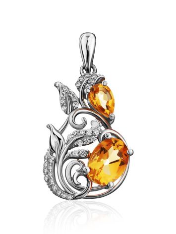 Exquisite Silver Citrine Pendant, image 