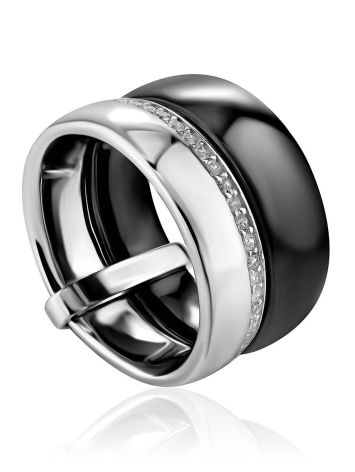 Fabulous Stackable Silver Ceramic Band Ring, Ring Size: 6 / 16.5, image 