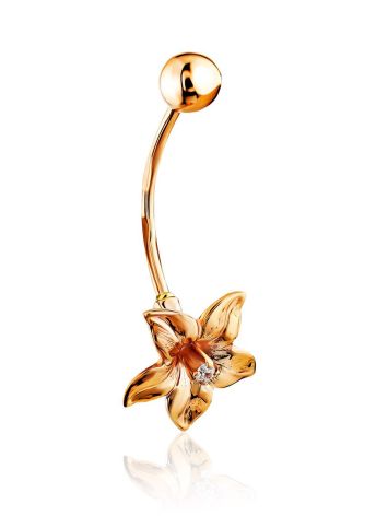Floral Design Golden Belly Button Piercing Ring, image , picture 3