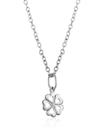 Cute Silver Diamond Clover Shaped Pendant, image , picture 4