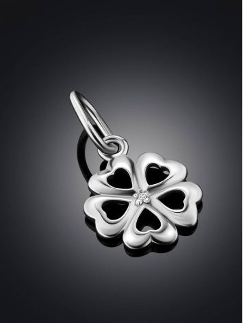 Cute Silver Diamond Clover Shaped Pendant, image , picture 2