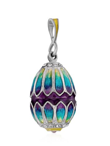 Colorful Silver Enamel Egg Pendant With Garnet And Crystals The Romanov, image , picture 4