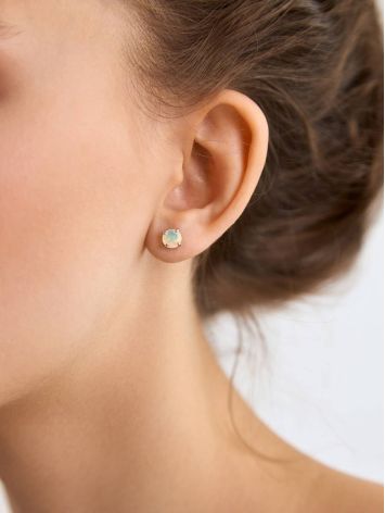 Minimalist Silver Opal Studs, image , picture 3