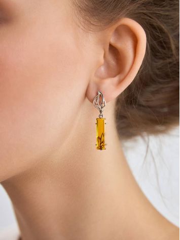 Lustrous Silver Citrine Dangle Earrings, image , picture 3