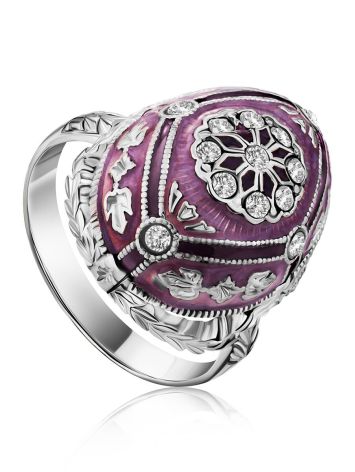 Vintage Style Silver Enamel Ring The Romanov, Ring Size: 8.5 / 18.5, image 