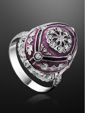 Vintage Style Silver Enamel Ring The Romanov, Ring Size: 8.5 / 18.5, image , picture 2