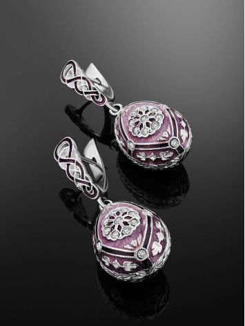 Opulent Design Silver Enamel Dangle Earrings The Romanov, image , picture 2