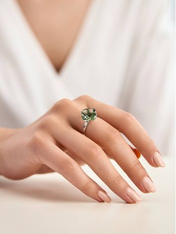 Luminous Faceted Prasiolite Ring, Ring Size: 8.5 / 18.5, image , picture 3