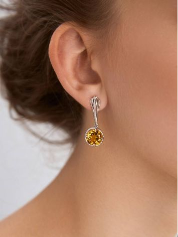 Bright Silver Citrine Dangles Earrings, image , picture 3