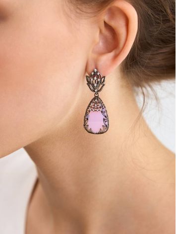 Voluptuous Pink Opal Dangle Earrings, image , picture 3