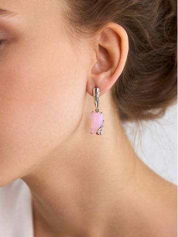 Pink Agate Dangle Earrings, image , picture 3